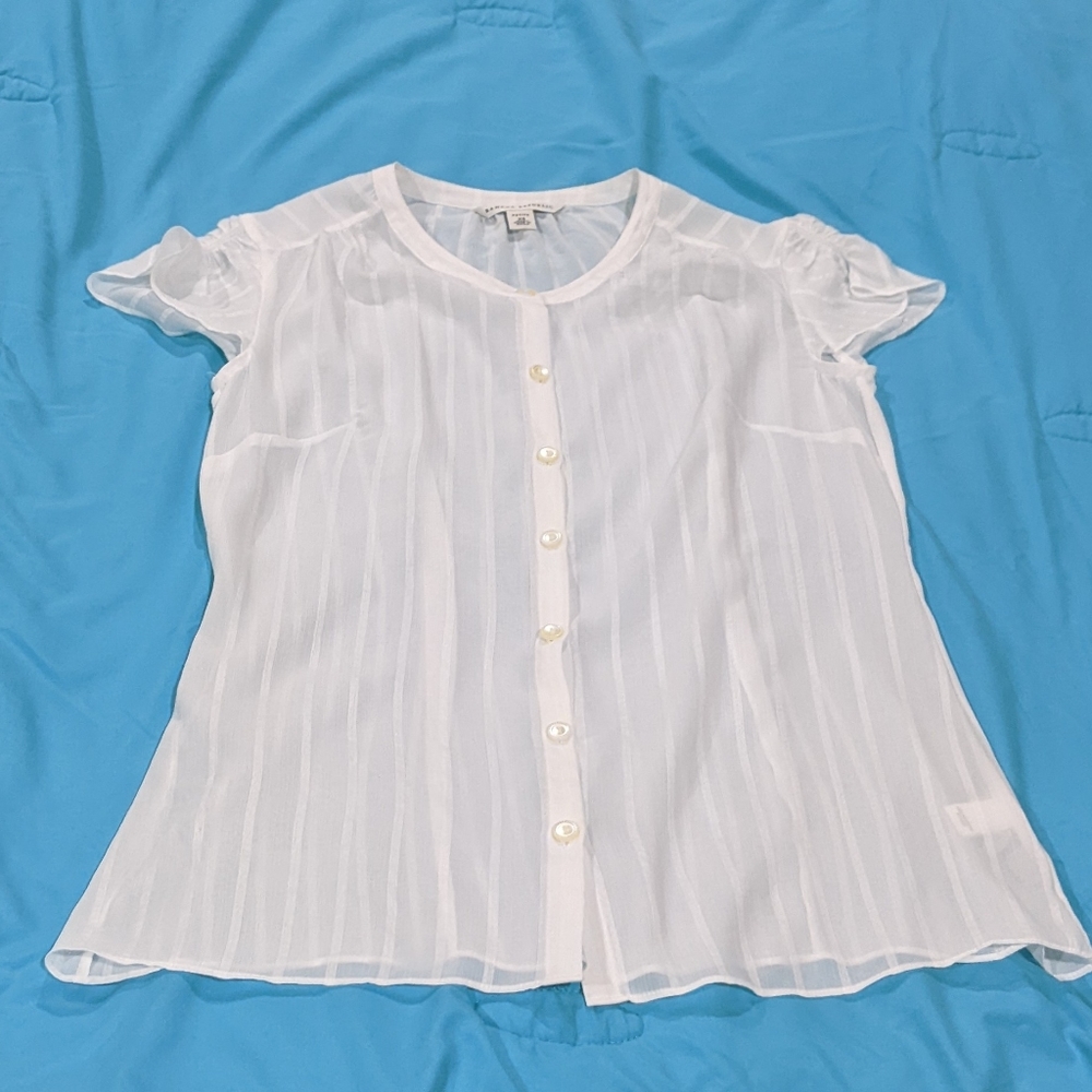 White flutter sleeve top